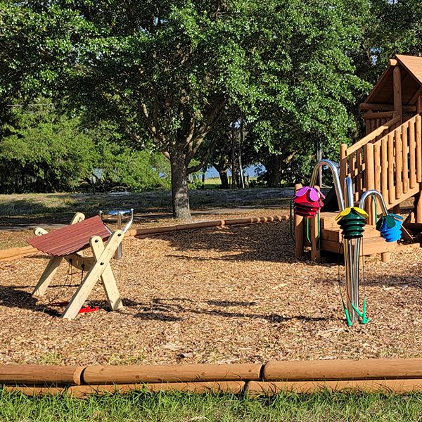 the outdoor musical instruments in the playground at Lake Aurora camp