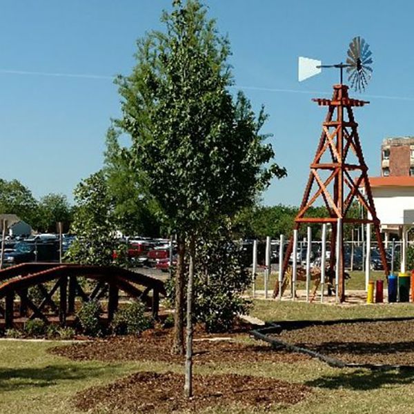 outdoor musical instruments in a sunny school playground