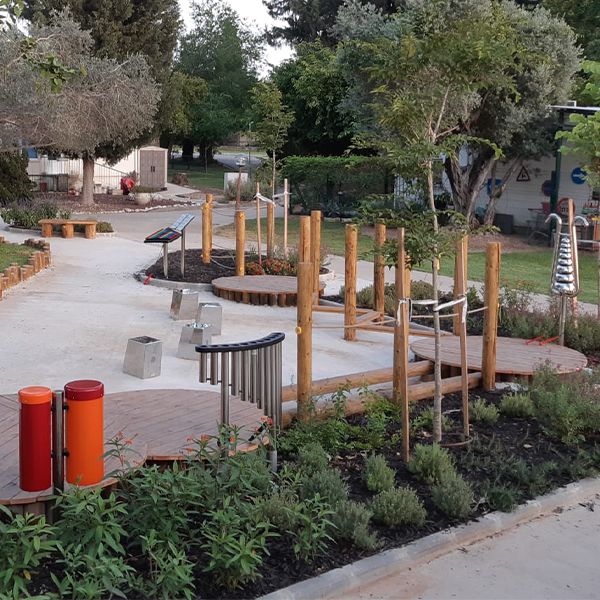 aerial shot of the outdoor musical playground in Kibbutz Magal