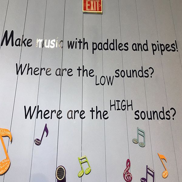 A sponsorship sign for the cape cod children's museum music room