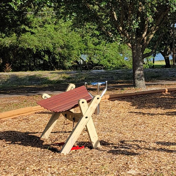 the outdoor musical instruments in the playground at Lake Aurora camp