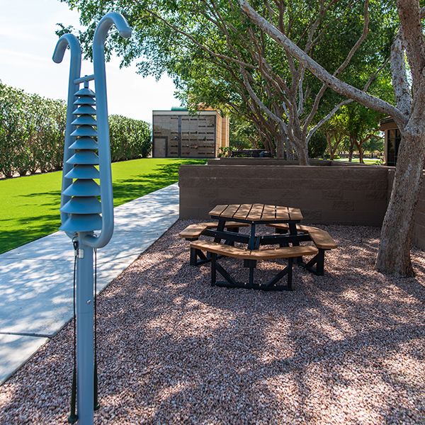 the outdoor musical instruments in the Hansen's Memorial Musical Garden 