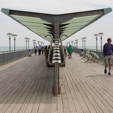 Large Bell Lyre Outdoor Chime on Boscombe Pier 