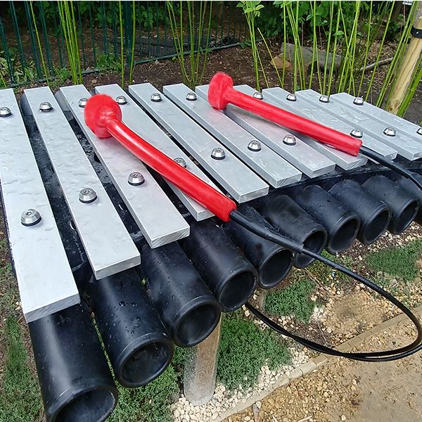 an outdoor xylophone with aluminium keys in the Paddington Recreation Ground W9