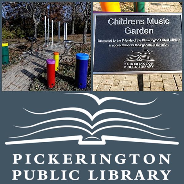 Outdoor Musical Instruments in the new music garden at the Pickerington Library Music Garden 