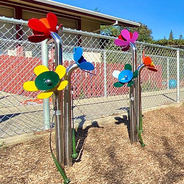 Bright Coloured Outdoor Musical Flowers in the Morgan Autism Center Musical Garden 