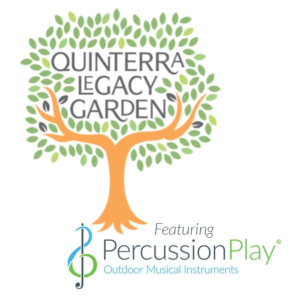 The Quinterra Legacy Garden Logo with the Percussion Play Logo