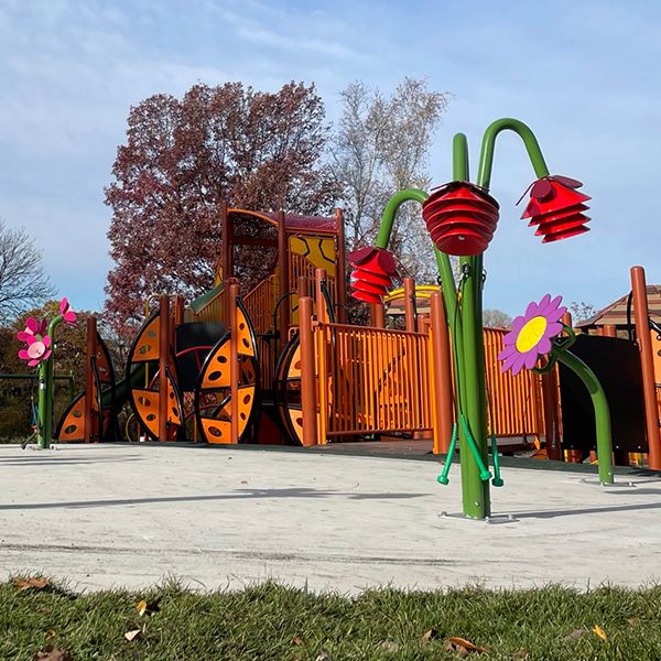 Outdoor musical flowers in a playground