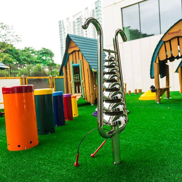 outdoor musical instruments in a pre-school playground in Singapore