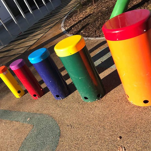 five Rainbow Samba playground drums in Pollard Park Blenheim New Zealnd