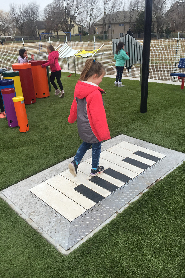 Outdoor Floor Piano at the ADA Accessible Music Garden in Park Hill Elementary School Derby Kansas