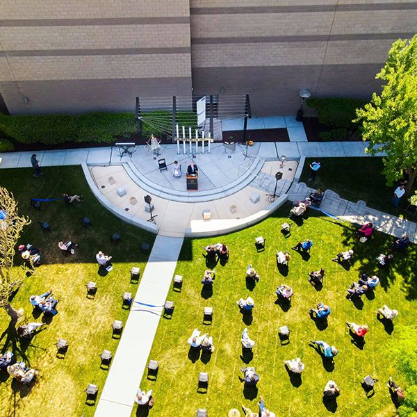 birds eye view of the opening ceremony of the Gallo Center Modesto Outdoor Music Garden