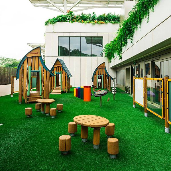 outdoor musical instruments in a pre-school playground in Singapore