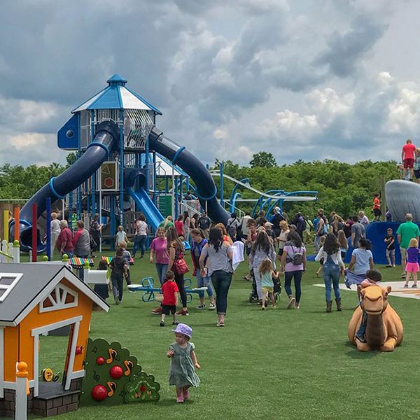 Visitors enjoying the new inclusive playground at the Ark Encounter 