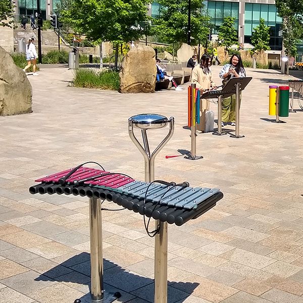 outdoor xylophone in Sheffield City Center