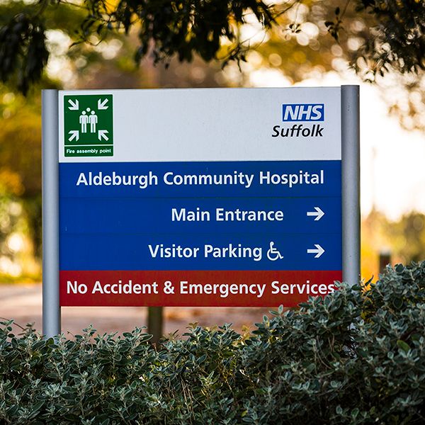 the sign outside aldeburgh hospital