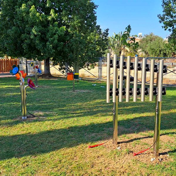 outdoor musical instruments in a community park in Palaiometocho village in the Nicosia District of Cyprus