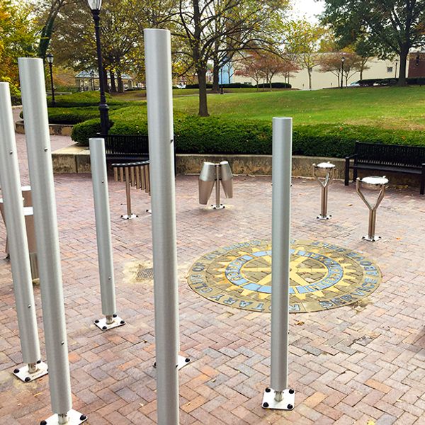 stainless steel babel drum and tubular bell chimes in a musical play park