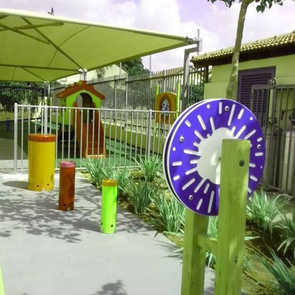 outdoor drum and rain wheel in special needs school playground