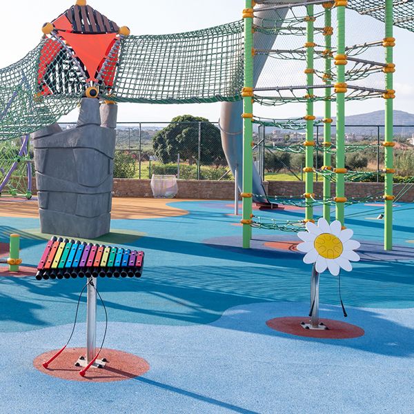 Outdoor musical instruments in the new playpark at Lyttos Beach Beach Resort