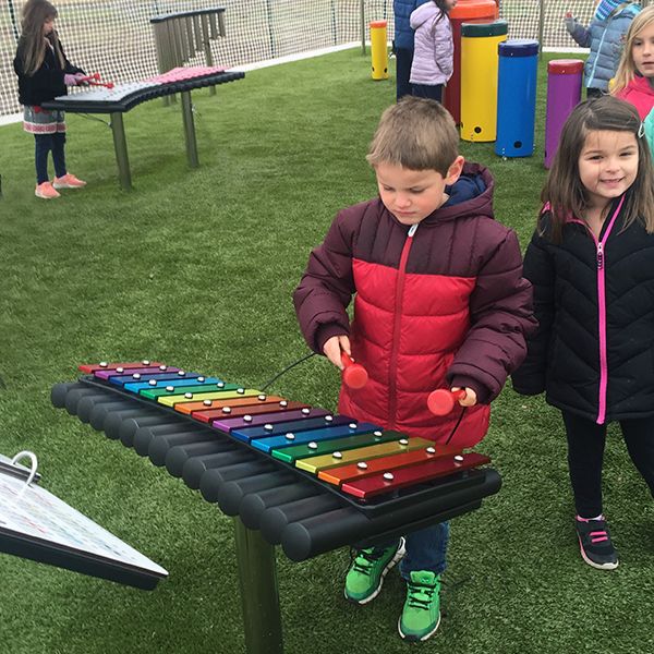 Outdoor Xylophone and Music Book at the ADA Accessible Music Garden in Park Hill Elementary School Derby Kansas