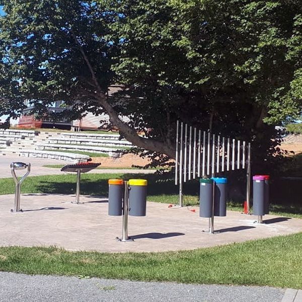 the new musical play area at the Fundy Discovery Site in the Bay of Fundy