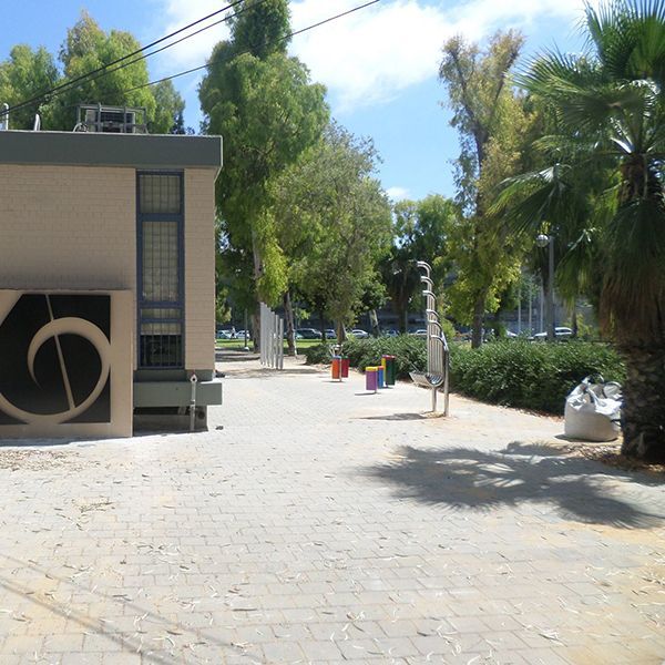 large outdoor musical instruments installed on the street outside tel aviv music centre