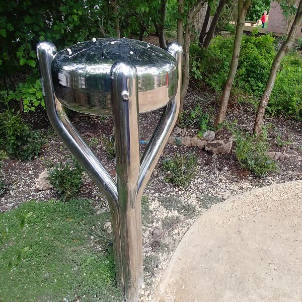 a stainless steel tongue drum in the Paddington Recreation Ground sensory trail 