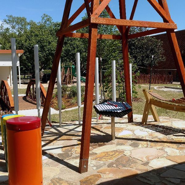 outdoor drums, xylophone and chimes in school playground