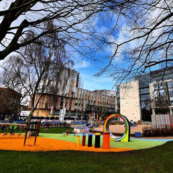 view of the inclusive music park in cathedral gardens, Belfast, Northern Ireland