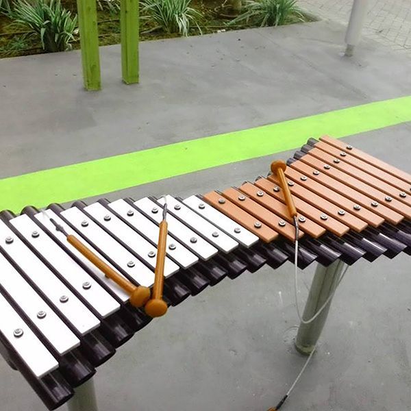 outdoor xylophone installed in special needs school playground