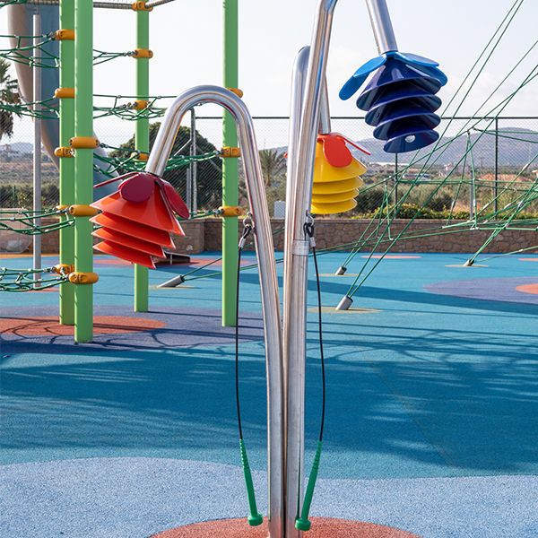 Outdoor musical flowers in the playground at Lyttos beach resort