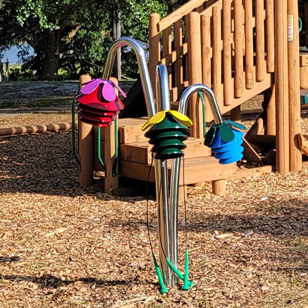 Outdoor musical flowers in the playground at lake aurora